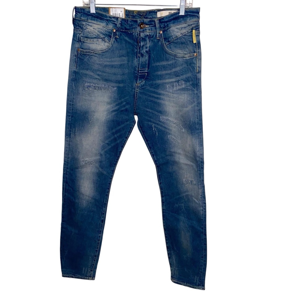 Meltin Pot Jeans Mens 34X32  Moby Distressed Faded Loose Fit Stretch Denim